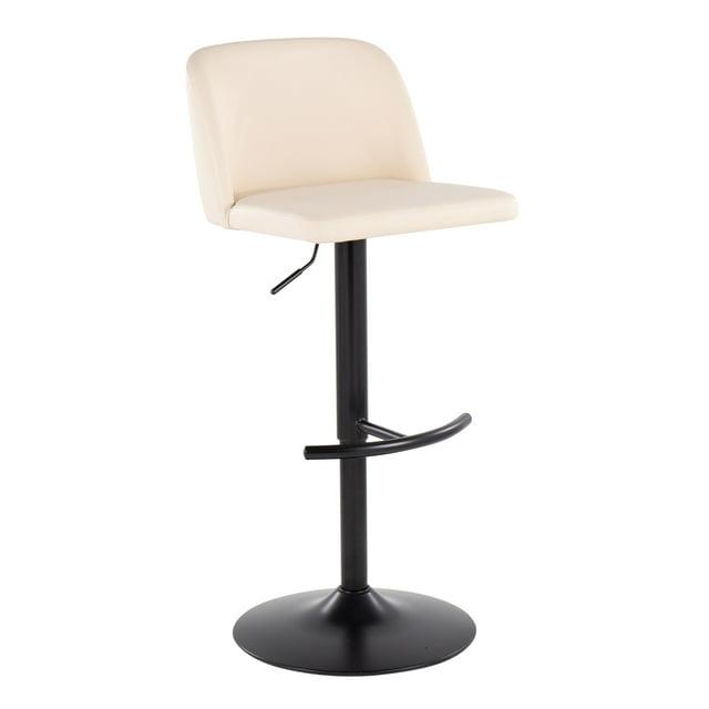 Set of 2 Toriano PU Leather/Steel Barstools Black/Cream - LumiSource: Adjustable, Swivel, Footrest