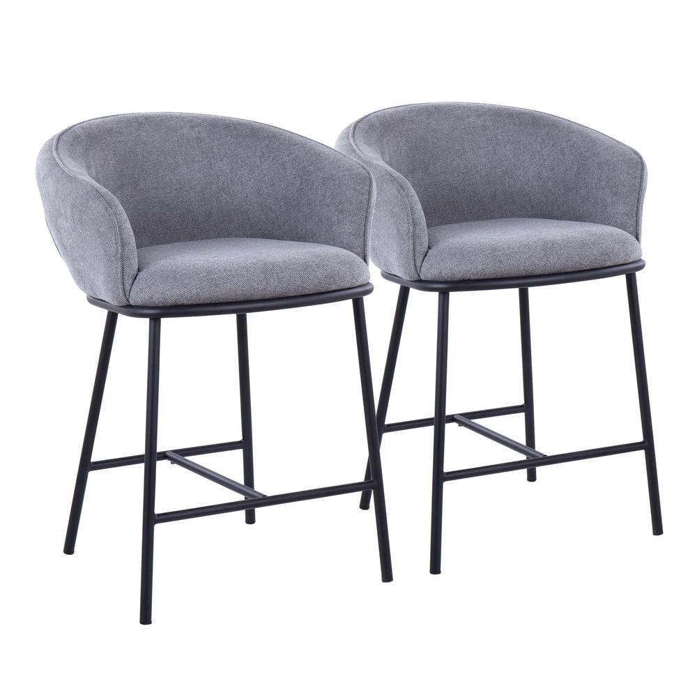 Set of 2 Ashland Counter Height Barstools Gray - LumiSource: Upholstered, Steel Frame, 250lb Capacity