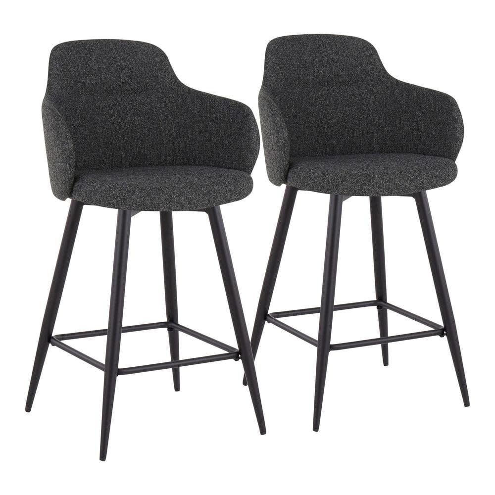 LumiSource Black Boyne 26" Fixed-Height Counter Stool - Set of 2