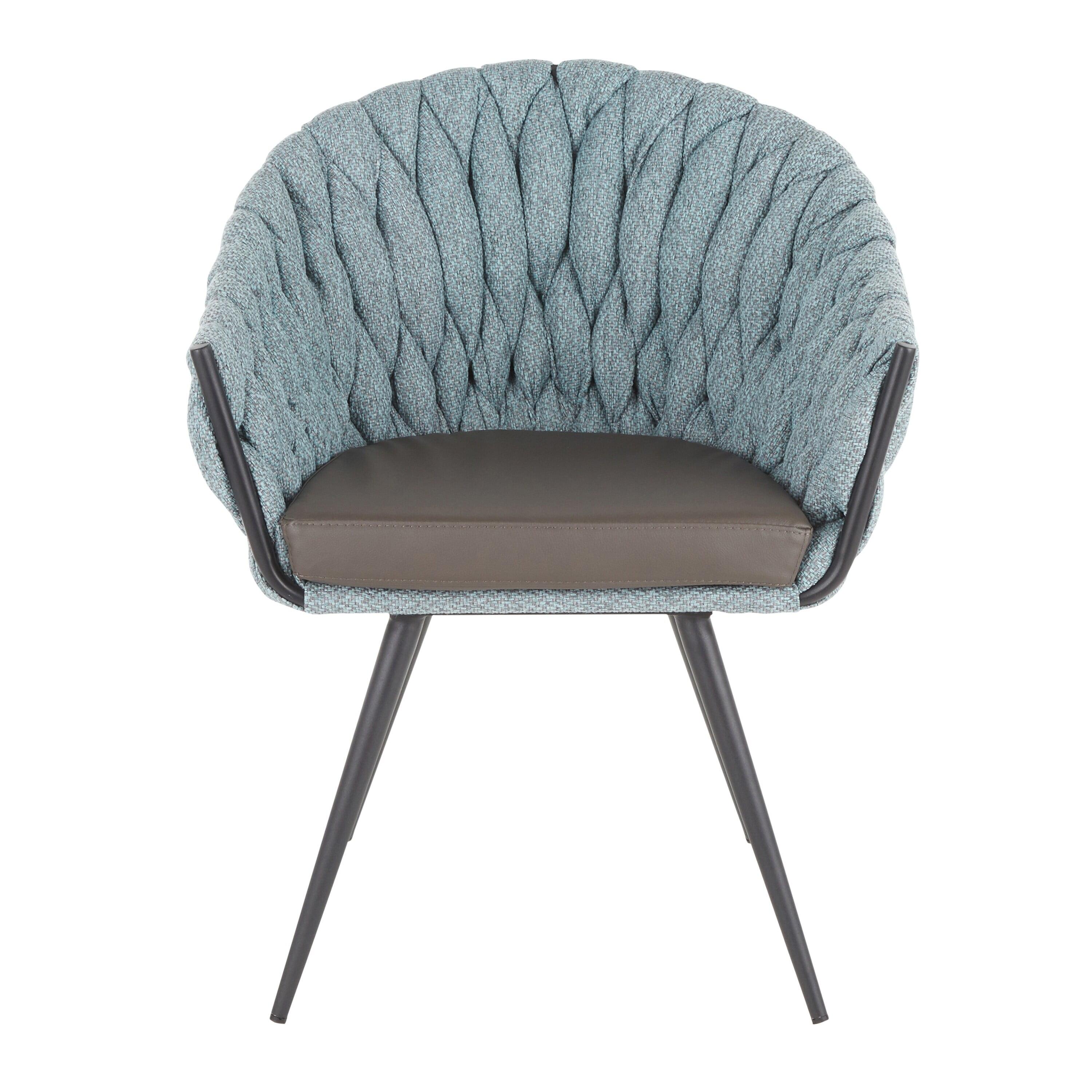 Blue Faux Leather and Metal Contemporary Accent Chair