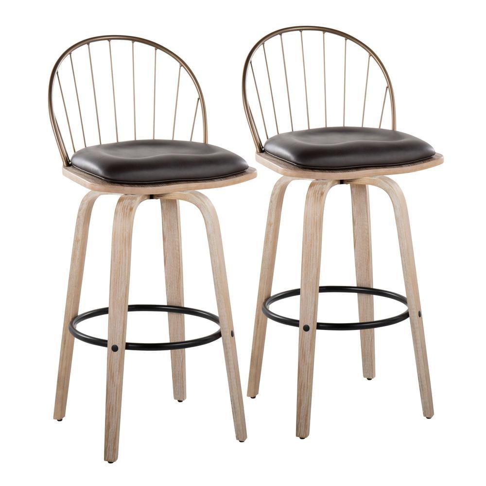 LumiSource Brown Riley 30" Fixed-Height Barstool - Set of 2