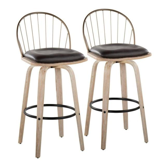 LumiSource Brown Riley 30" Fixed-Height Barstool - Set of 2