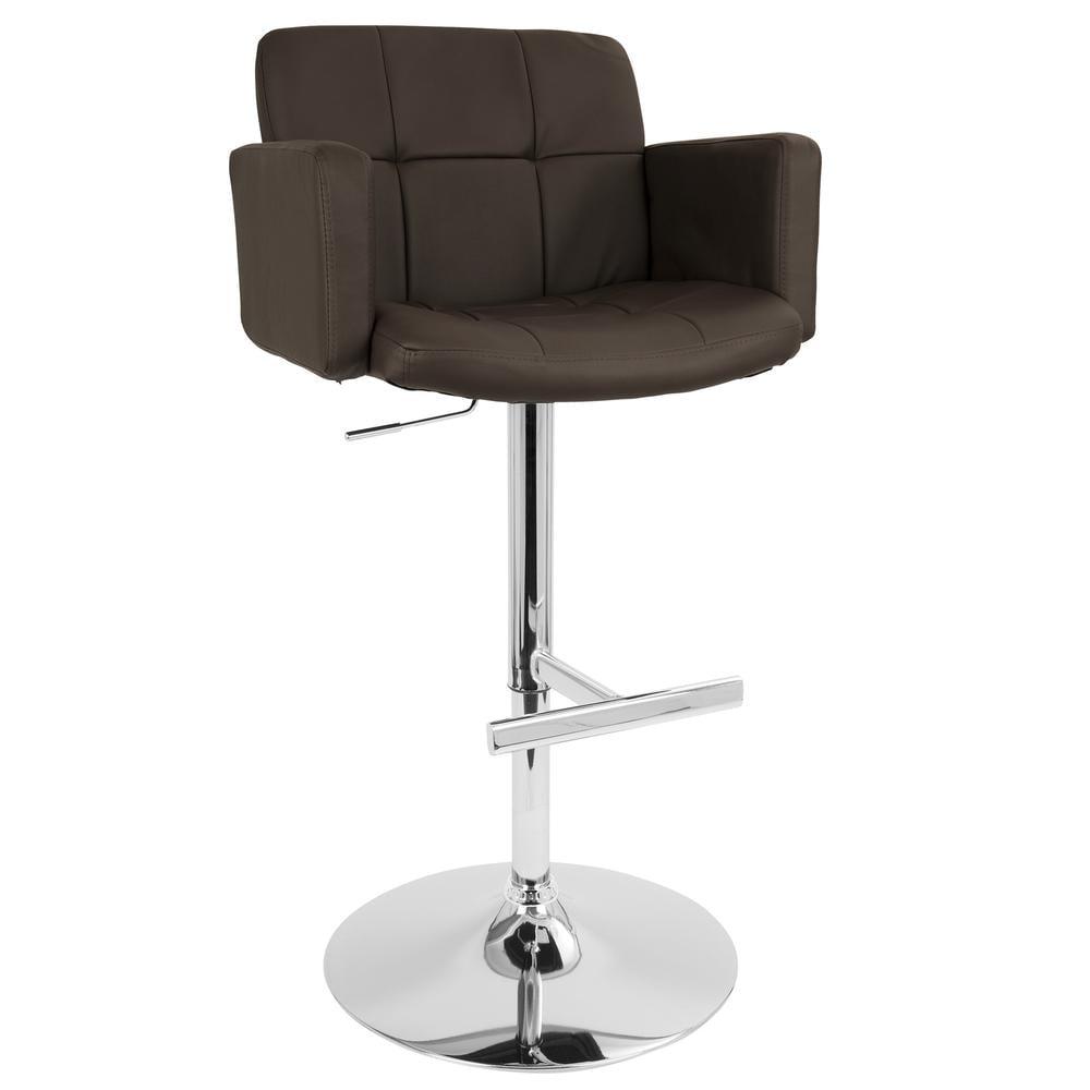 32" Stout Barstool Metal Brown - LumiSource: Upholstered, Swivel, Adjustable Height, Polyurethane Foam