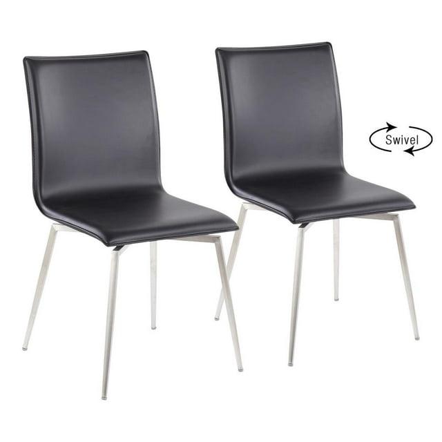 Set of 2 Mason Contemporary Dining Chairs: Swivel Base, Faux Leather, Steel - LumiSource