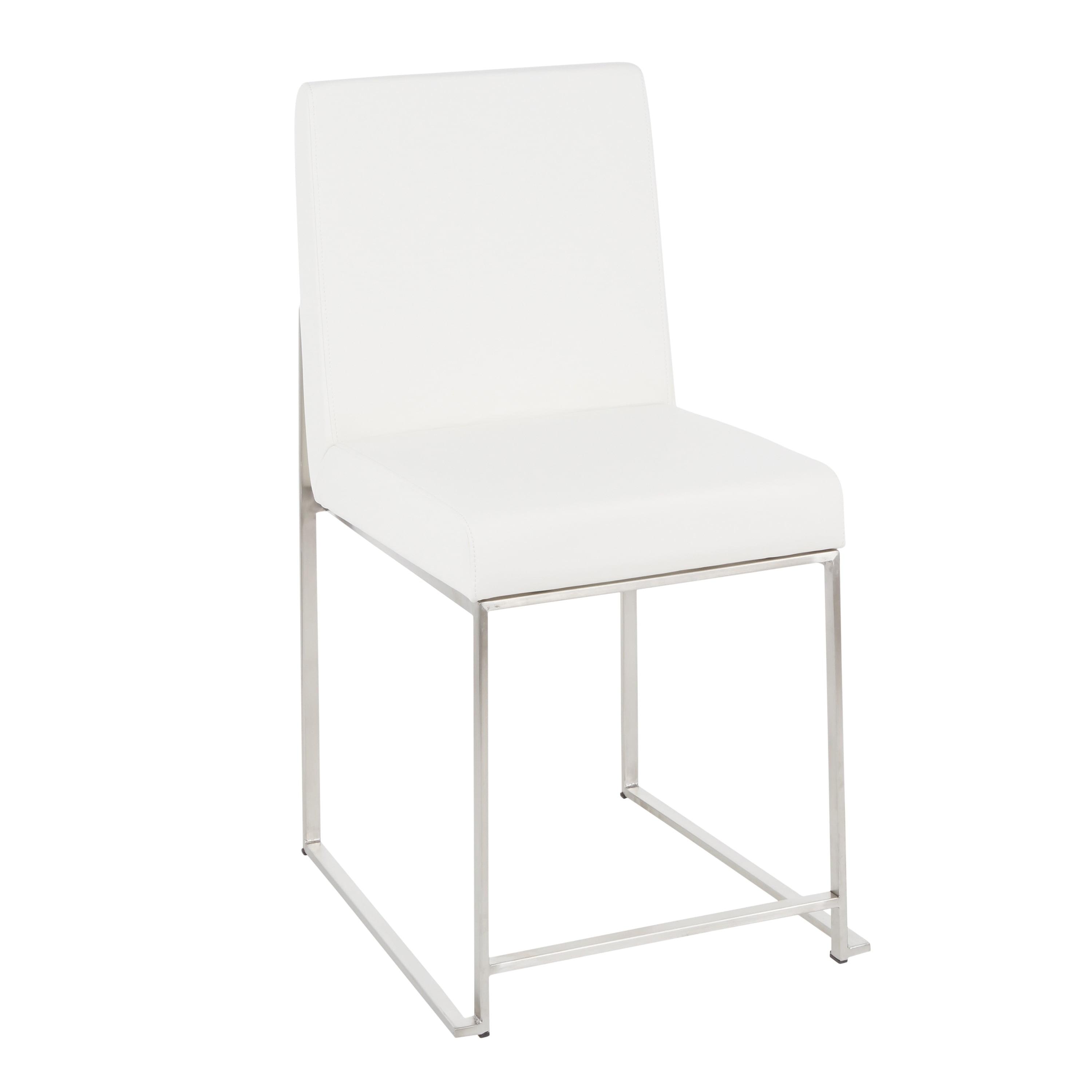 Set of 2 High Back Fuji Contemporary Dining Chairs: Upholstered, Floor Protectors - LumiSource