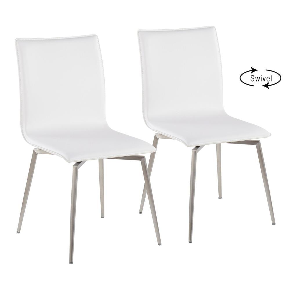 Set of 2 Mason Contemporary Dining Chairs: Swivel Base, Faux Leather, Floor Protectors - LumiSource