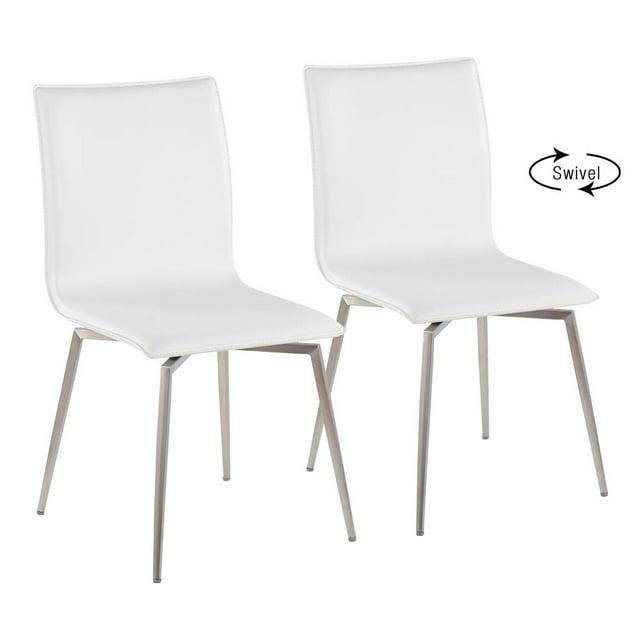 Set of 2 Mason Contemporary Dining Chairs: Swivel Base, Faux Leather, Floor Protectors - LumiSource