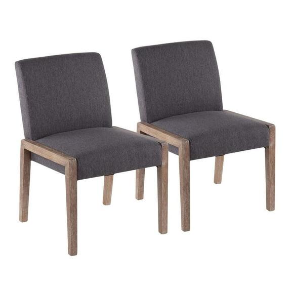 Set of 2 Carmen Dining Chairs White Wash/Gray - LumiSource: Upholstered, Contemporary Style, Wood Legs
