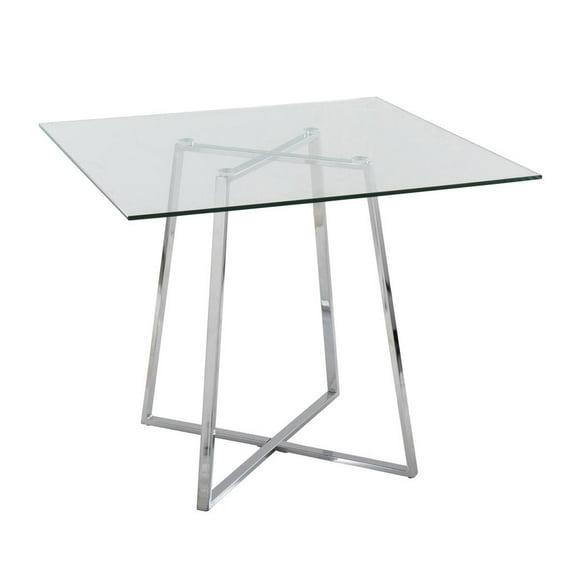 Ivy Bronx Contemporary Square Dining Table with Chrome Metal Legs and Clear Glass Top by LumiSource