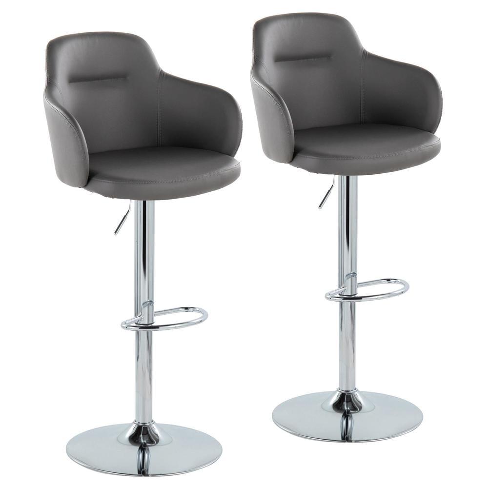 LumiSource Boyne Swivel Upholstered Adjustable Height Counter Stool with Metal Frame (Set of 2)
