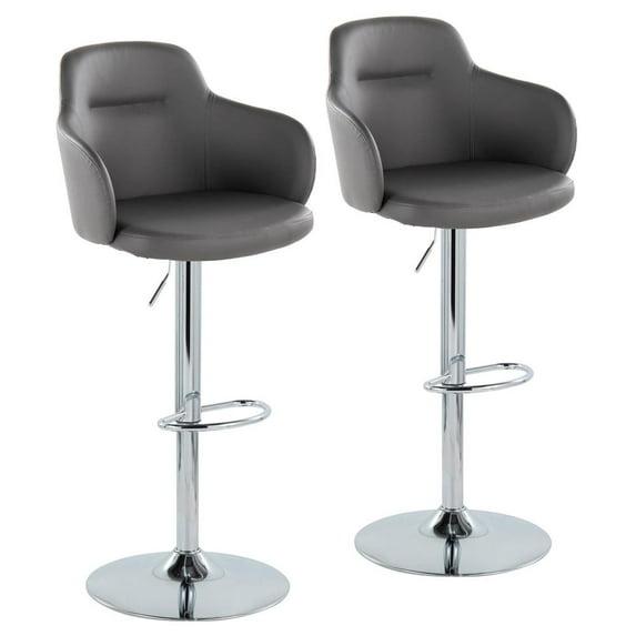 LumiSource Boyne Swivel Upholstered Adjustable Height Counter Stool with Metal Frame (Set of 2)