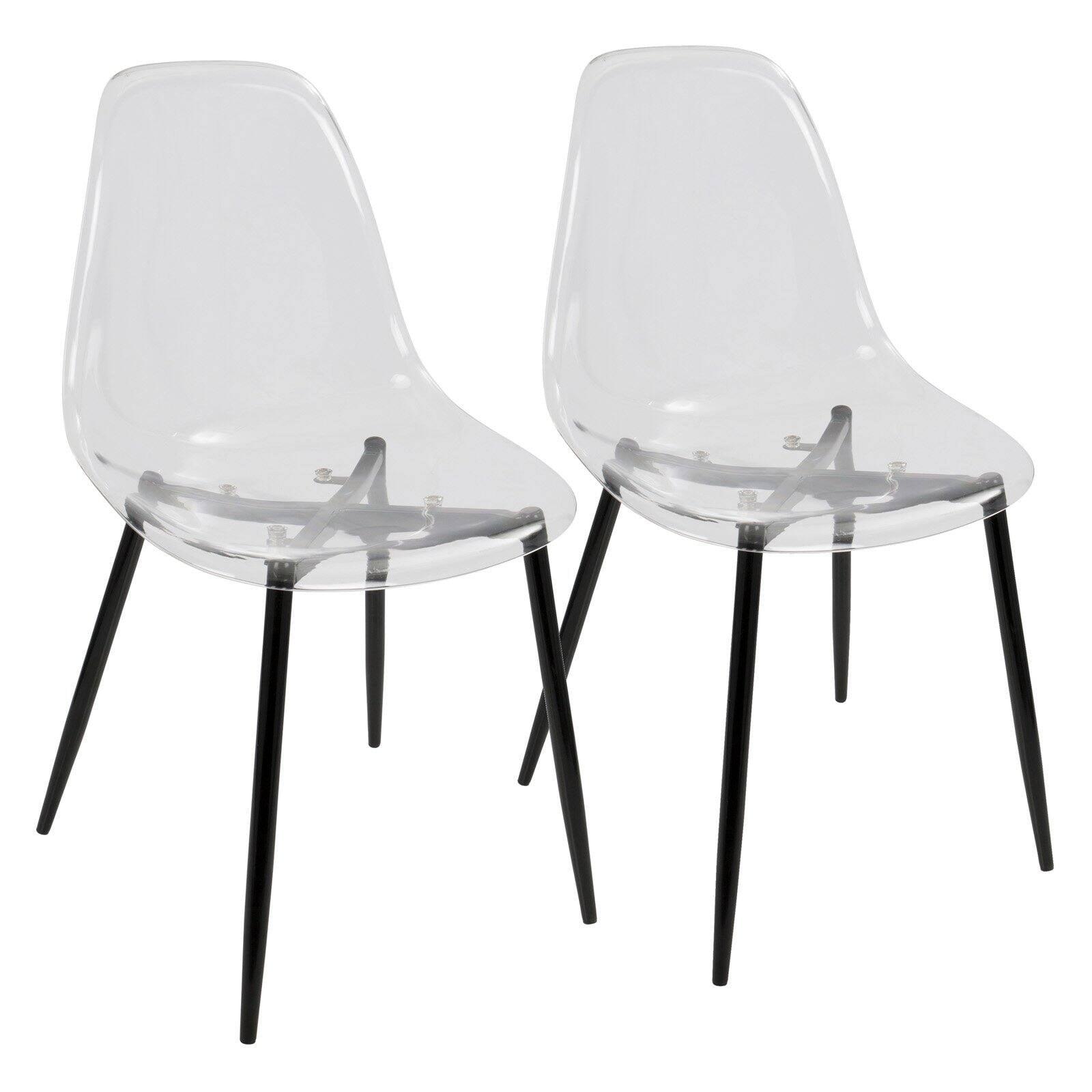 Black and Clear Acrylic Side Chair with Metal Legs