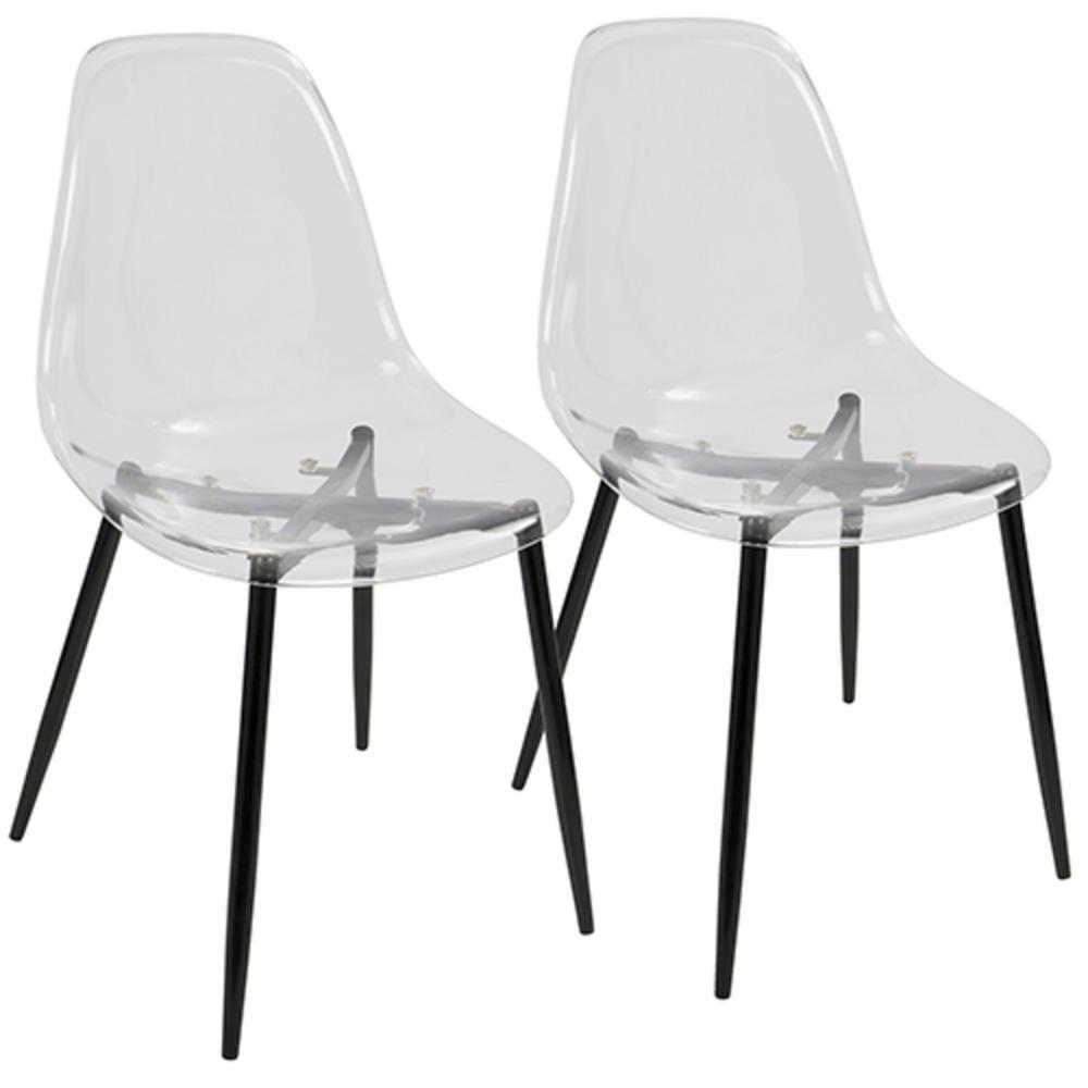 Black and Clear Acrylic Side Chair with Metal Legs