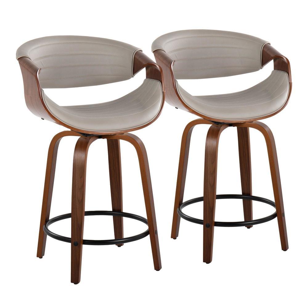 LumiSource Brown Symphony 24" Fixed-Height Counter Stool - Set of 2