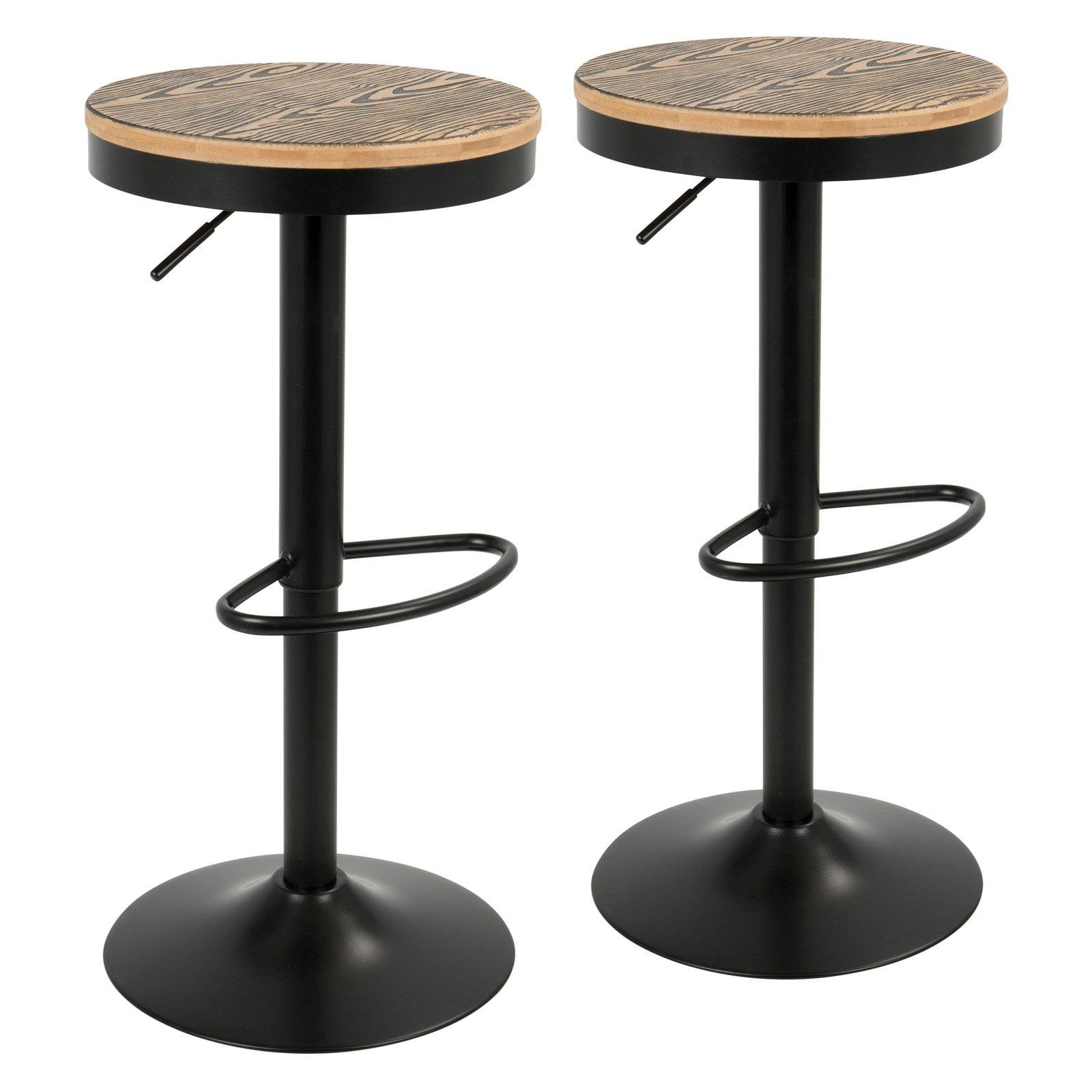 Contemporary Dakota Adjustable Swivel Barstool in Black and Brown