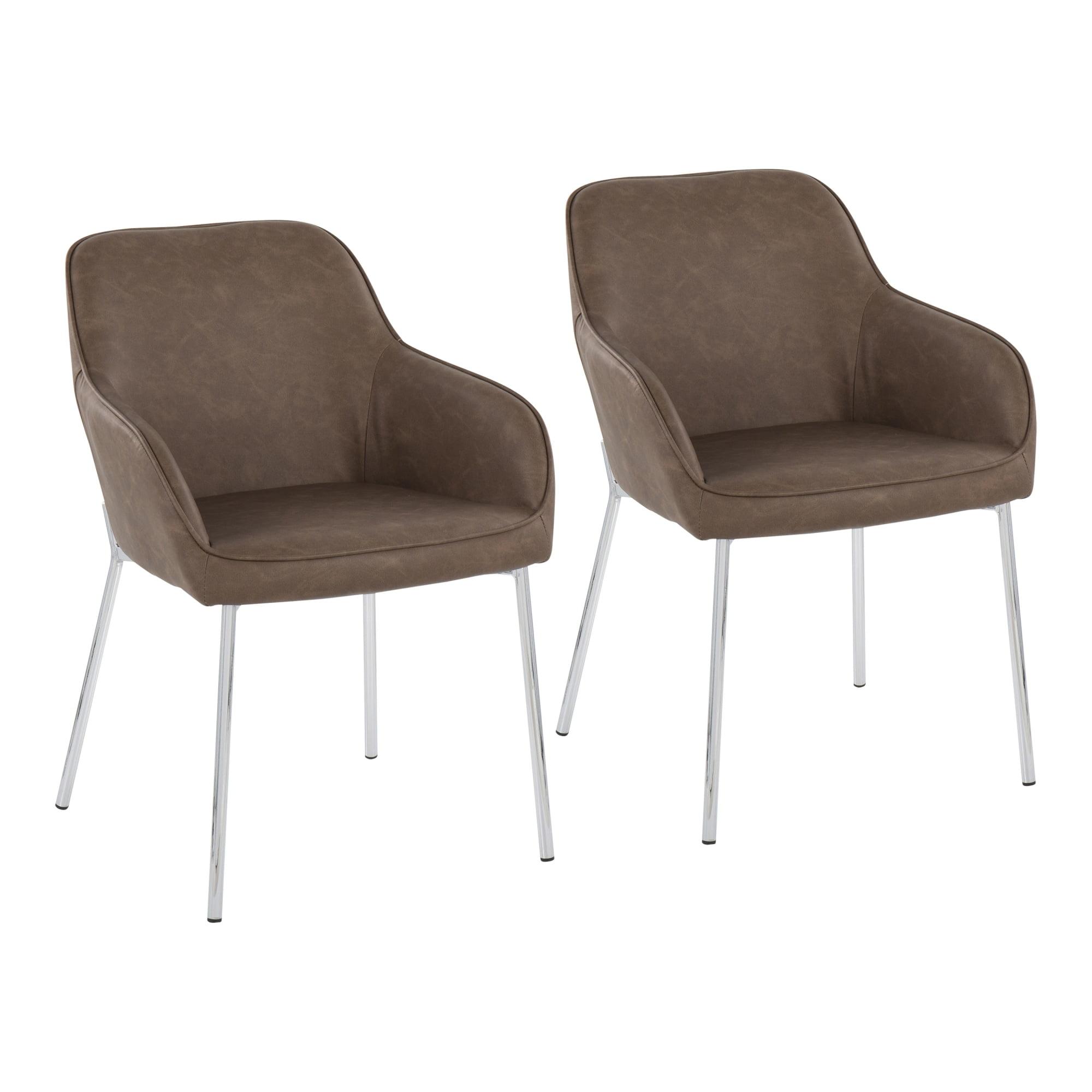 Silver Orchid  Galotti Chrome Upholstered Dining Chair (Set of 2) Espresso Faux Leather Faux Leather