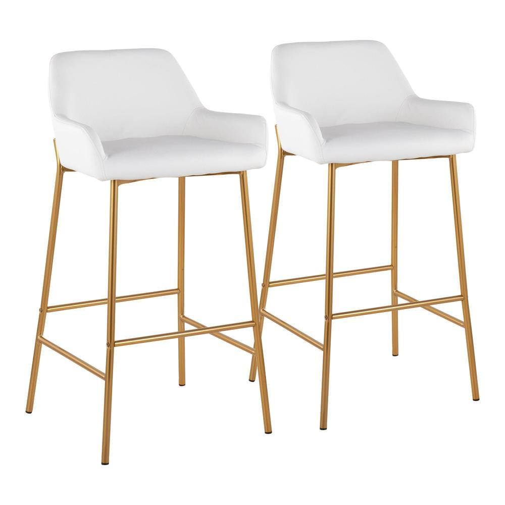 Set of 2 Daniella Metal Faux Leather Barstools - LumiSource