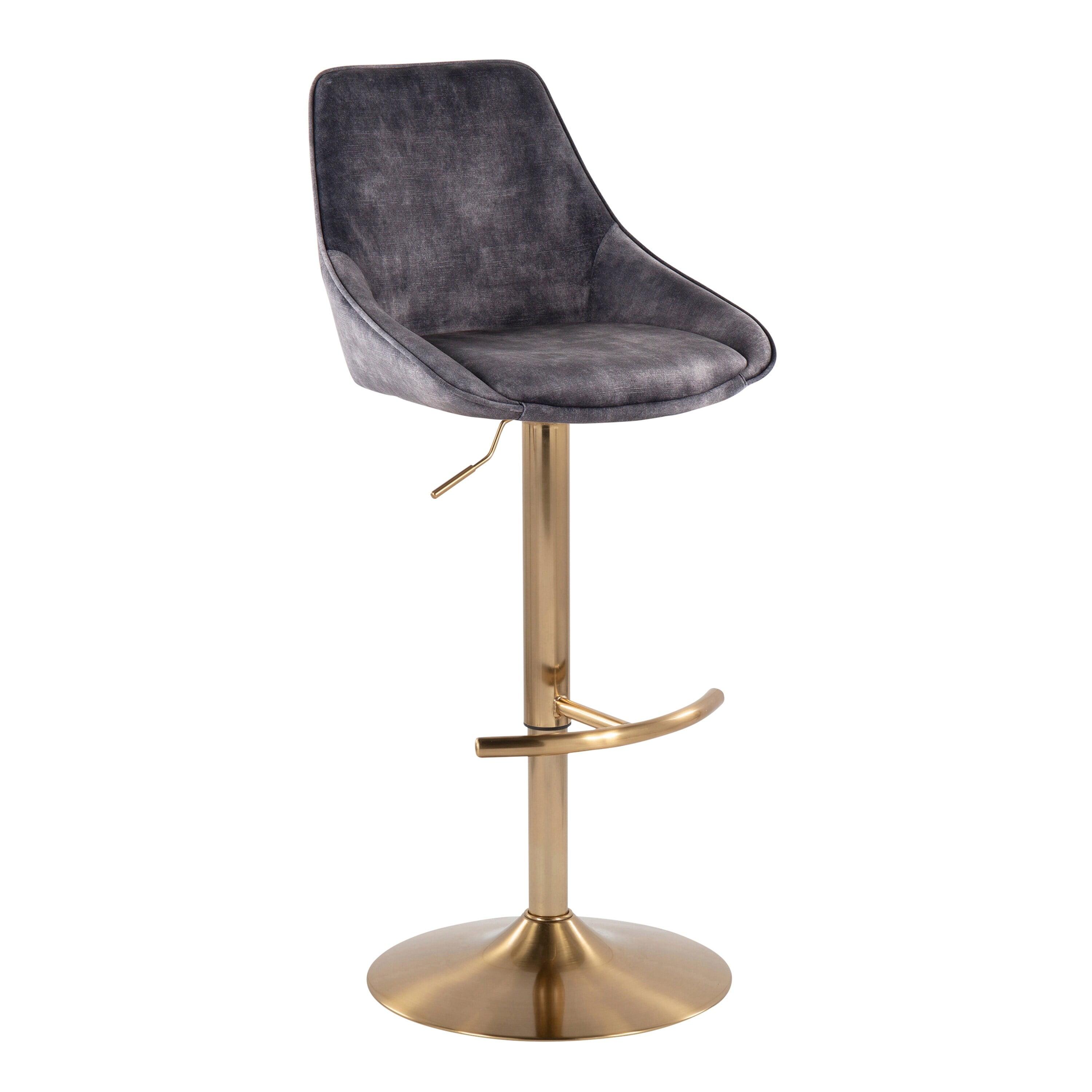 Set of 2 Diana Velvet/Steel Barstools - LumiSource