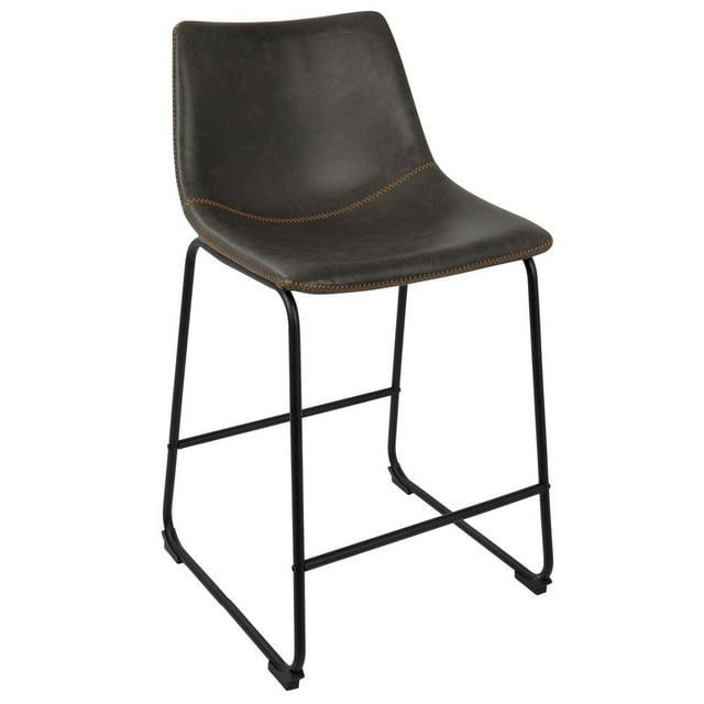 LumiSource Set of 2 26" Duke Industrial Counter Height Barstool Black/Gray: Upholstered, Metal Frame, No Assembly Required