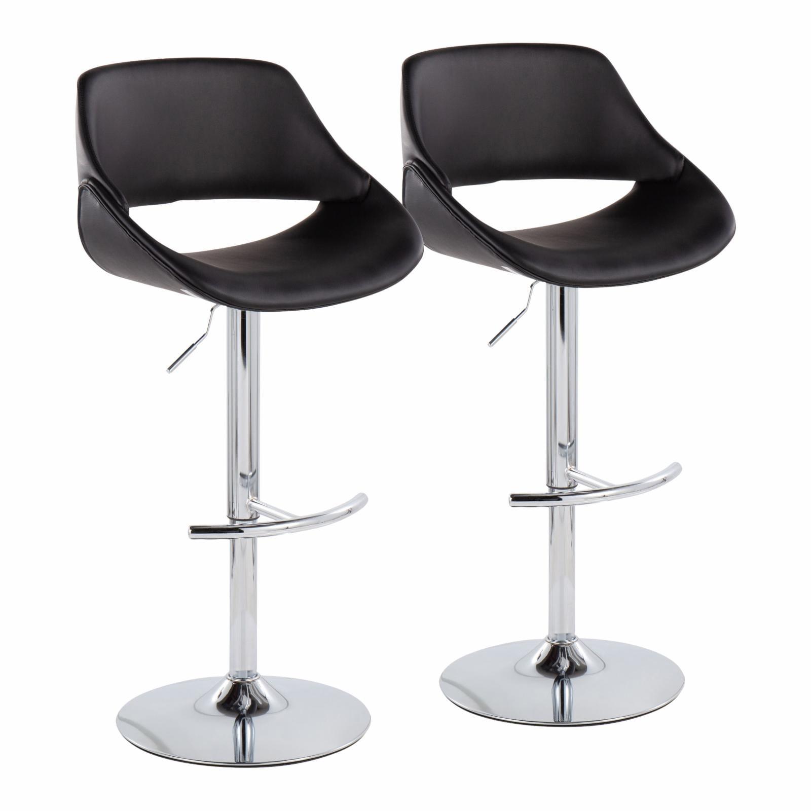 LumiSource Fabrico Adjustable Base Faux Leather Swivel Barstool - Set of 2