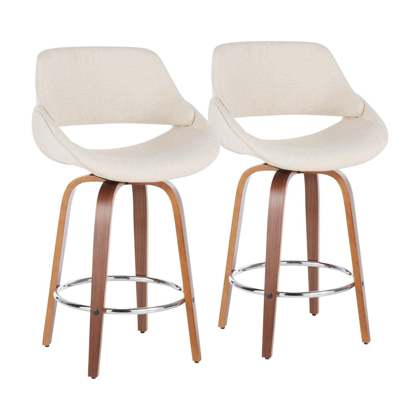 Set of 2 Fabrico Mid Century Modern Counter Height Barstool - LumiSource