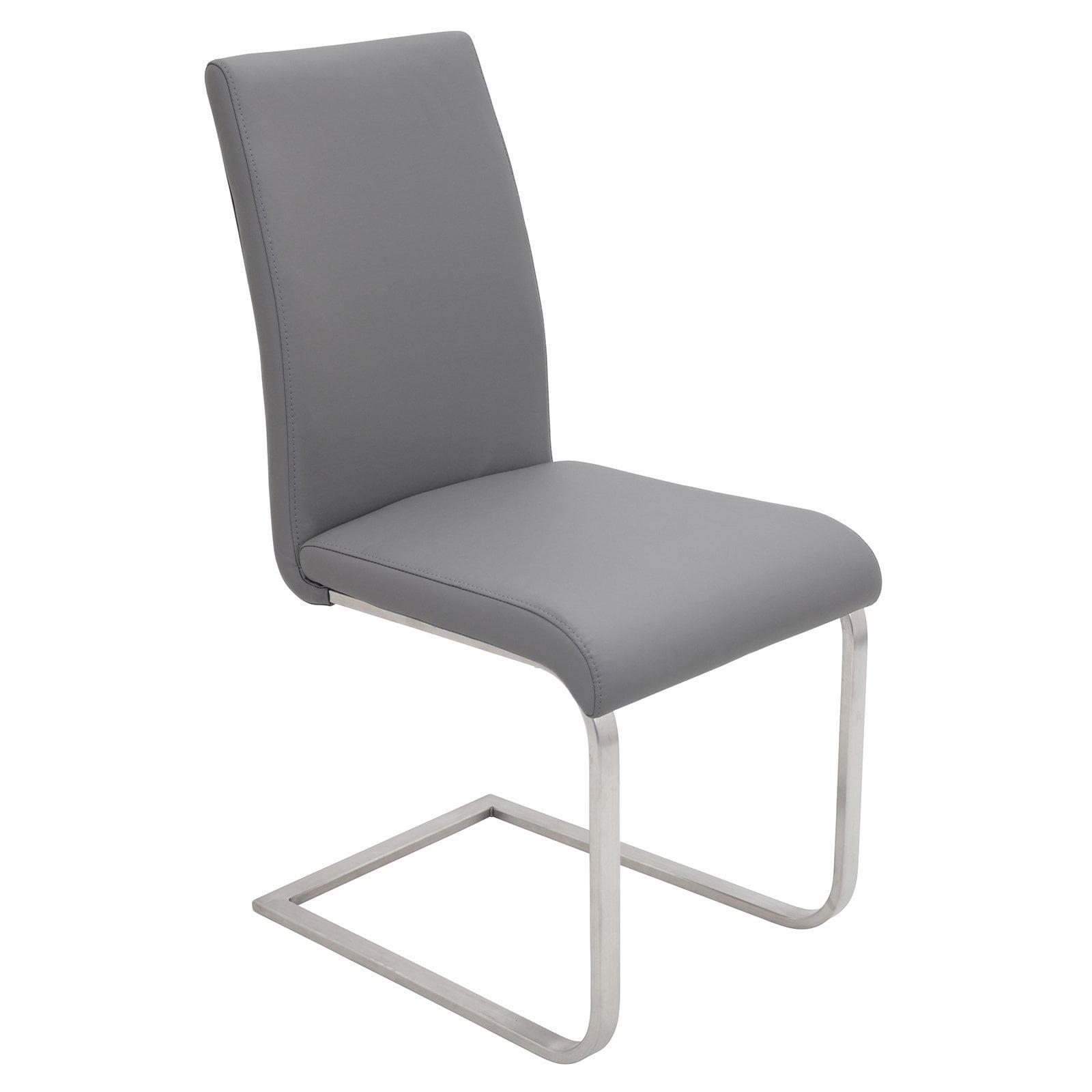 LumiSource Set of 2 Foster Contemporary Dining Chair Stainless Steel/Gray: Upholstered, Steel Frame, Floor Protectors