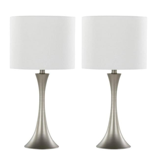 LumiSource: Lenuxe 24" Metal Table Lamps with Linen Drum Shade, Set of 2 - UL Listed, No Bulbs Included