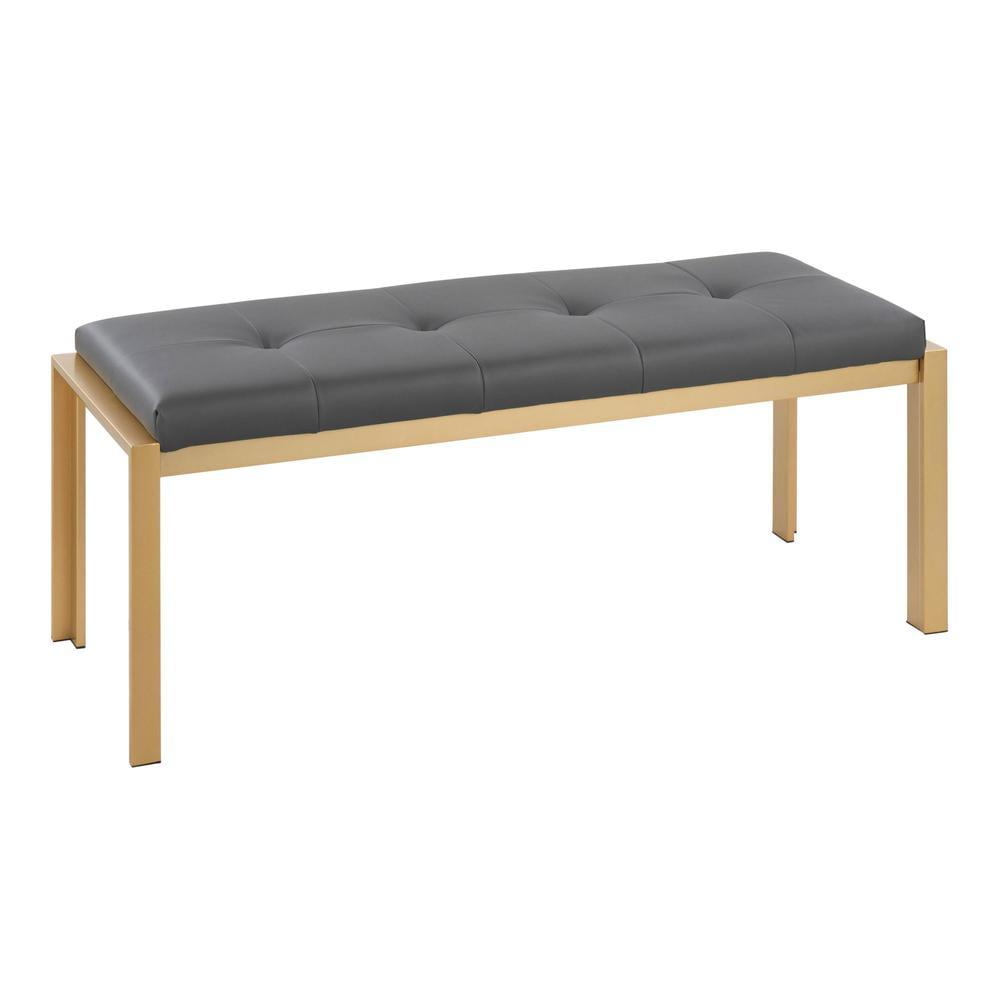 LumiSource Gold Metal, Grey PU Fuji Bench