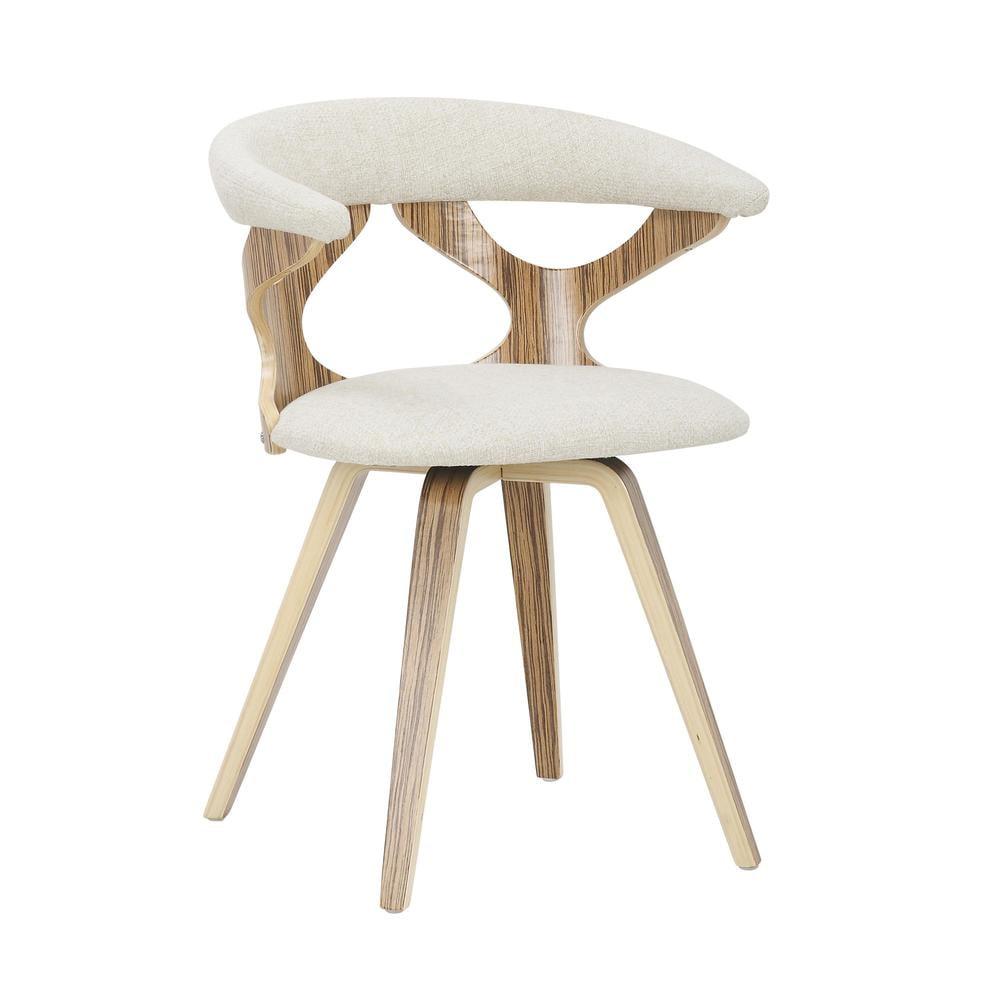 LumiSource Zebra Wood, Cream Fabric Gardenia Chair