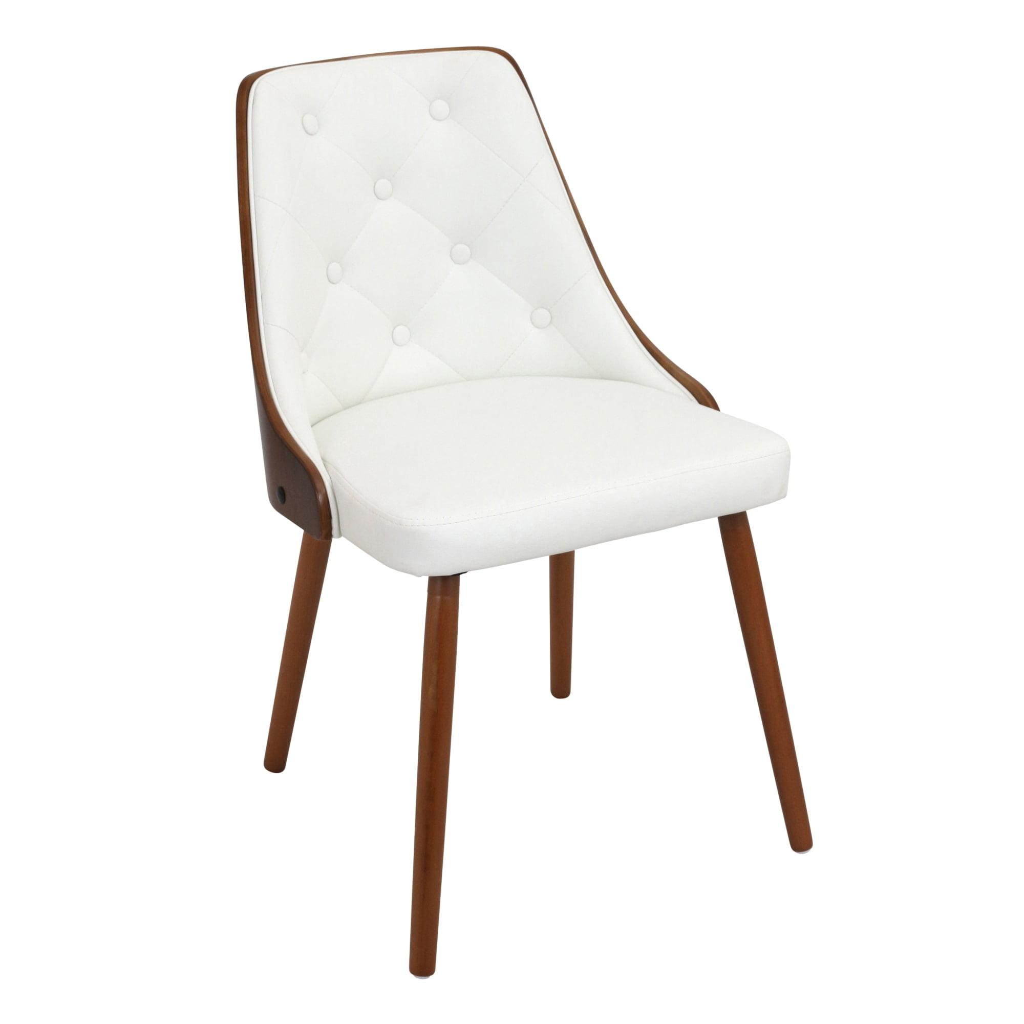 White Faux Leather Upholstered Side Chair with Wood Frame