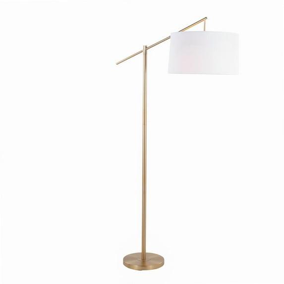 LumiSource Casper 69" Contemporary Metal Floor Lamp: Angular Body, Off-White Drum Shade, UL Listed