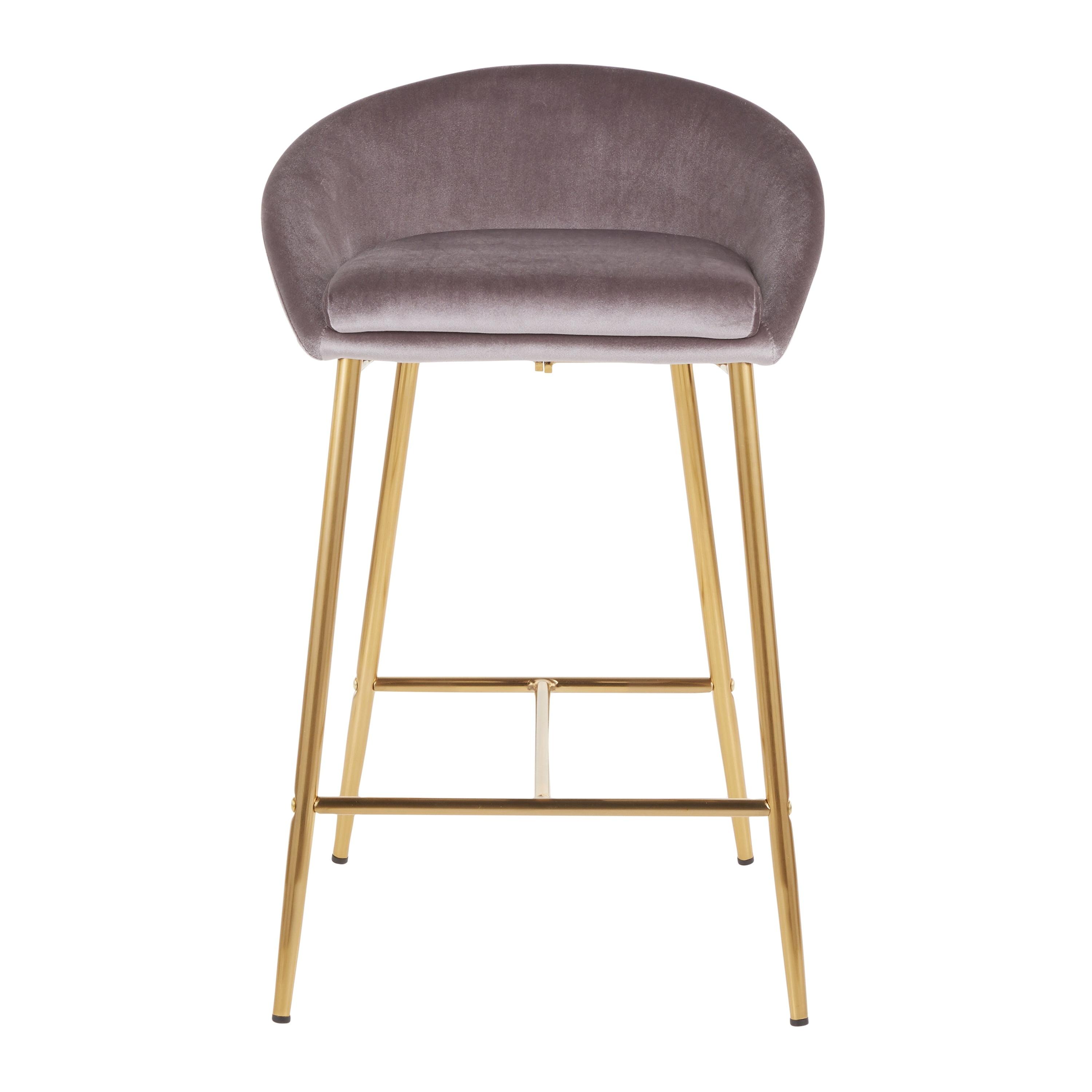 Wenty Glam Upholstered Counter Stool with Metal Frame (Set of 2)