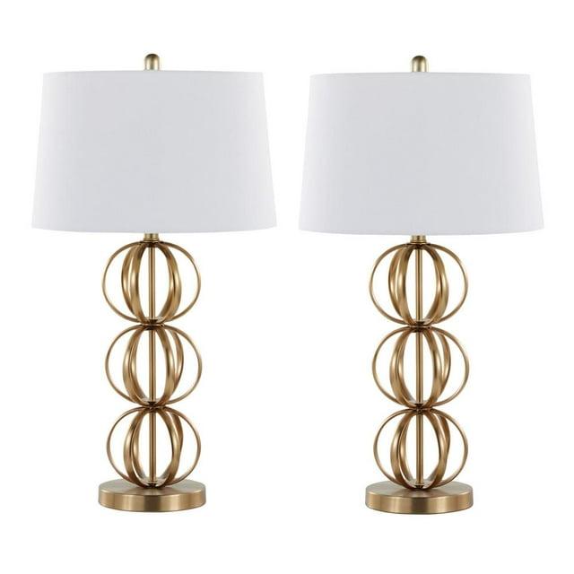 LumiSource (Set of 2) Linx 29" Contemporary Metal Table Lamps: UL Listed, Beige Drum Shade, 5ft Cord