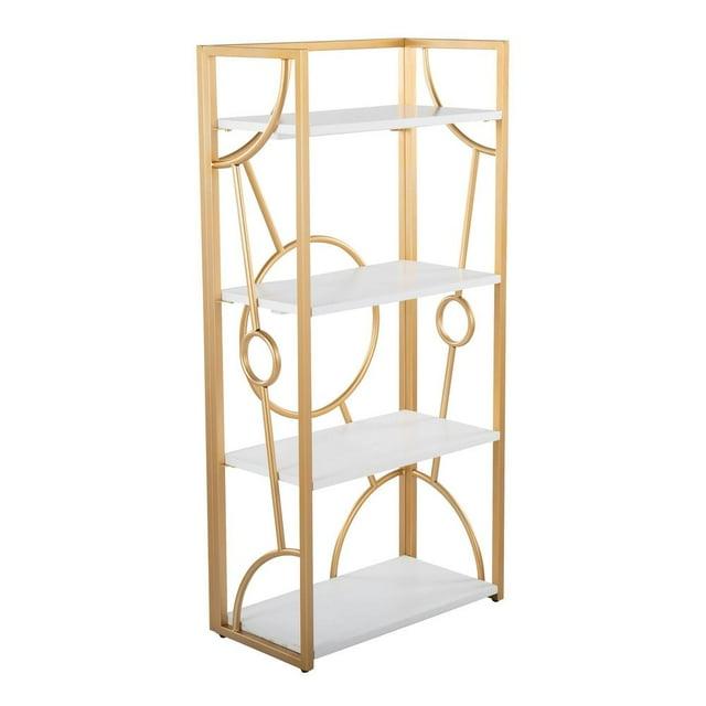 Everly Quinn Constellation Contemporary Bookcase in Gold Metal and Wood by LumiSource