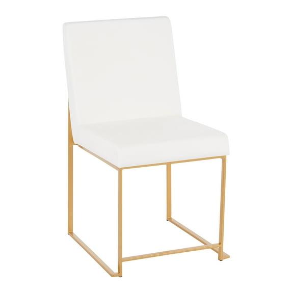 LumiSource Set of 2 High Back Fuji Contemporary Dining Chairs Gold/White Velvet : Chrome-Plated, Metal Legs, Velvet Upholstery
