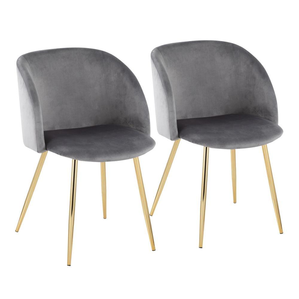 Set of 2 Fran Dining Chairs Velvet/Steel Gold/Silver - LumiSource: Modern Bucket Seat, Tapered Legs