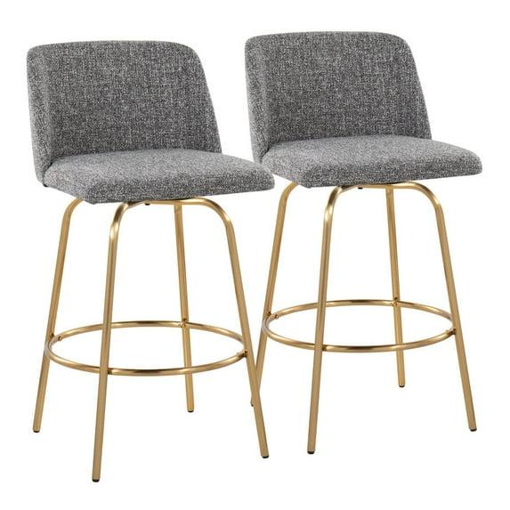 LumiSource Toriano Swivel Upholstered Counter Stool with Metal Frame (Set of 2)