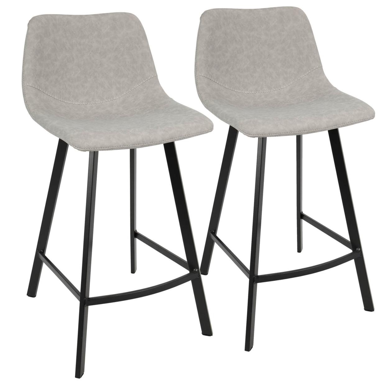 Set of 2 26" Outlaw Industrial Counter Height Barstool Gray - Lumisource