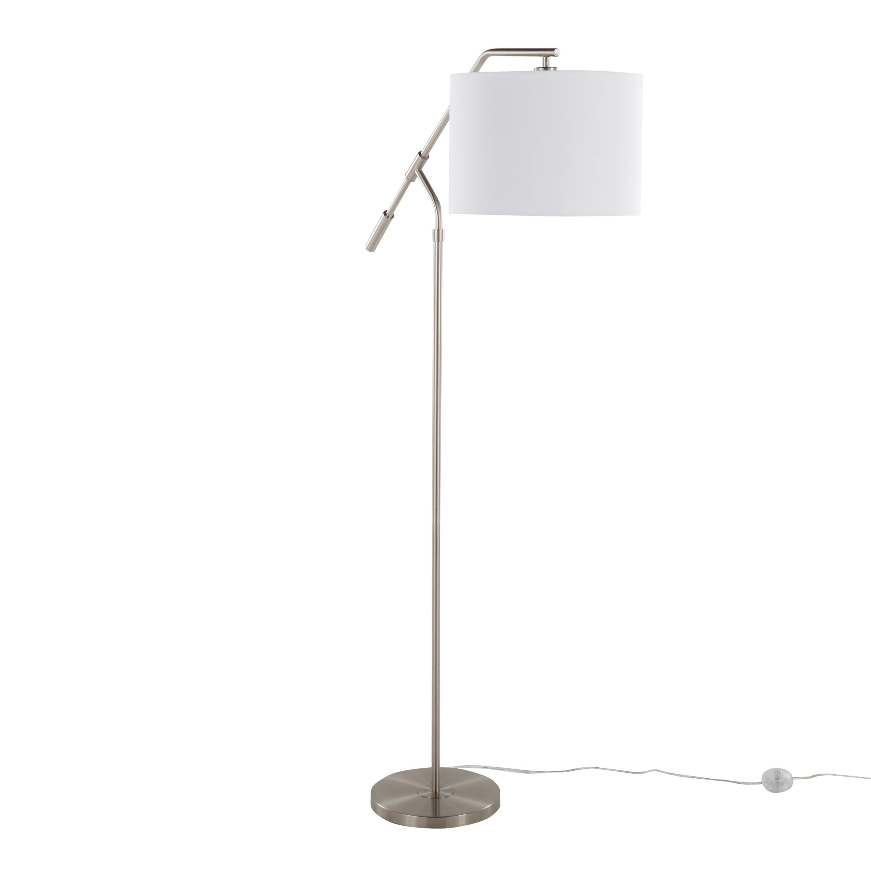 Brushed Nickel 62.5" Floor Lamp with Off-White Linen Shade