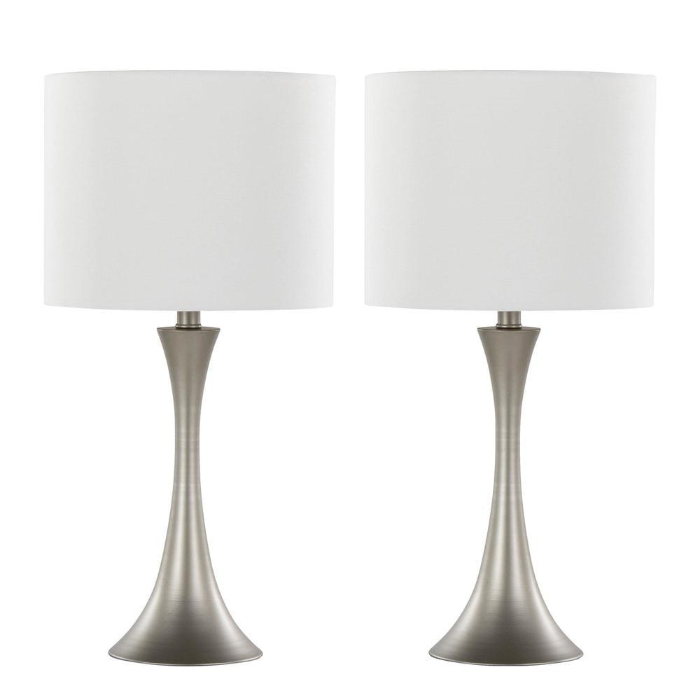 LumiSource: Lenuxe 24" Metal Table Lamps with Linen Drum Shade, Set of 2 - UL Listed, No Bulbs Included