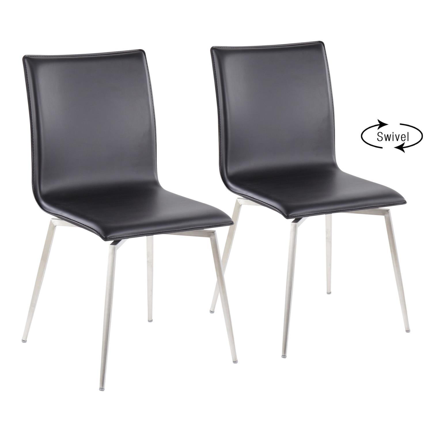 Set of 2 Mason Contemporary Dining Chairs: Swivel Base, Faux Leather, Steel - LumiSource