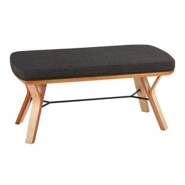 42" Folia Wood Bench Natural/Charcoal - LumiSource: Entryway, Bedroom Seating, Plush Cushion