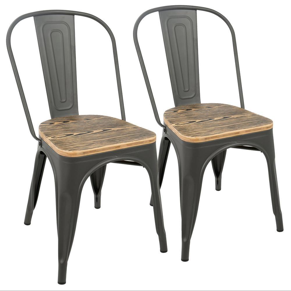 LumiSource Grey, Wood Oregon Dining Chair - Set of 2