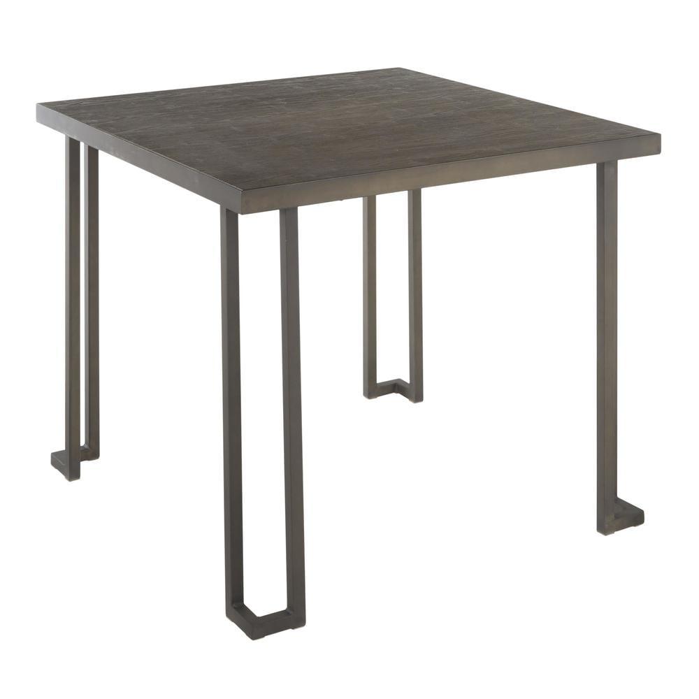 Espresso and Antique Gray Industrial Square Dining Table