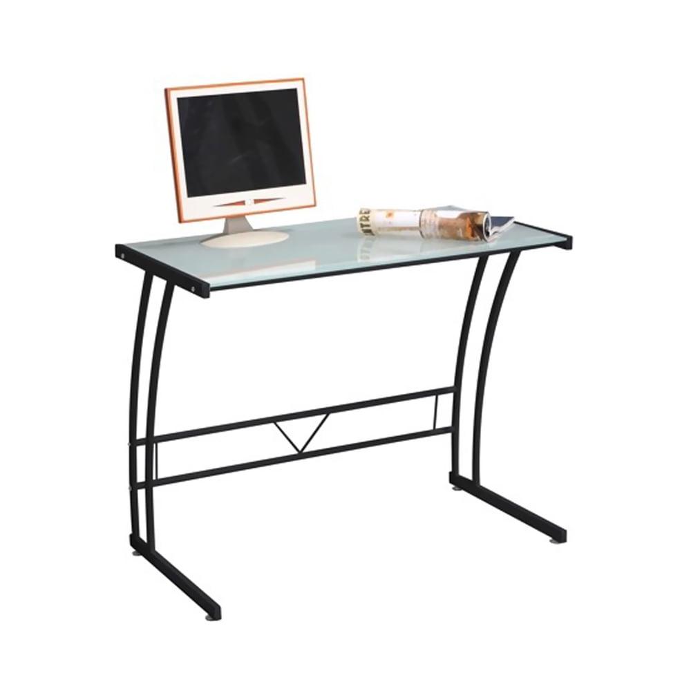 Sleek 35'' Black Tempered Glass Home Office Desk