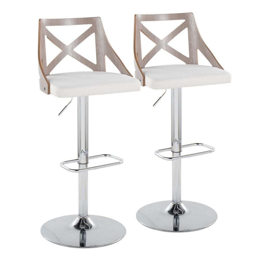 Swivel Upholstered Adjustable Height Counter Stool with Metal Frame