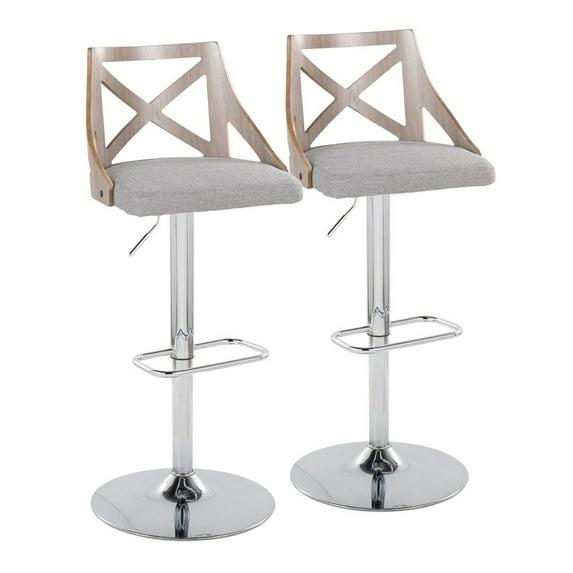 Swivel Upholstered Adjustable Height Counter Stool with Metal Frame