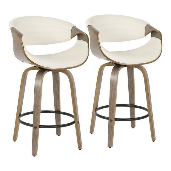 LumiSource Symphony 26 in. Solid Back Counter Stool - Set of 2