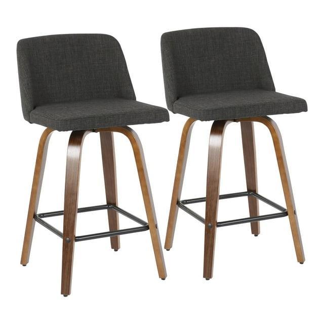 Set of 2 Toriano Mid-Century Modern Counter Height Barstools - LumiSource