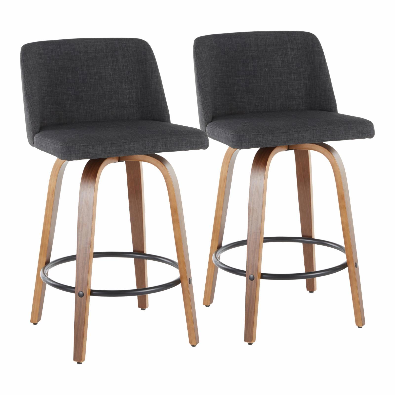 Set of 2 Toriano Mid-Century Modern Counter Height Barstools - LumiSource